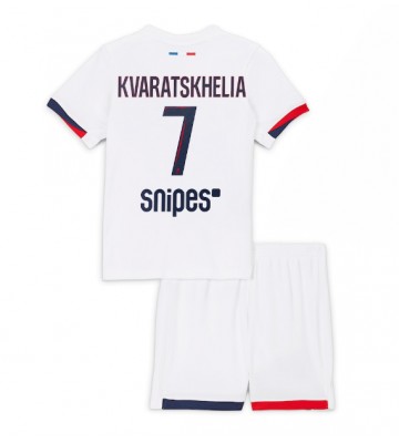 Paris Saint-Germain Khvicha Kvaratskhelia #7 Udebanetrøje Børn 2025-26 Kortærmet (+ Korte bukser)